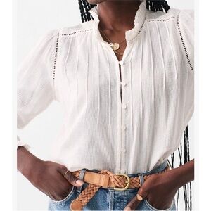 Faherty Willa Blouse Top White Small